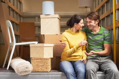 Prepared moving boxes and household items for a Camden relocation